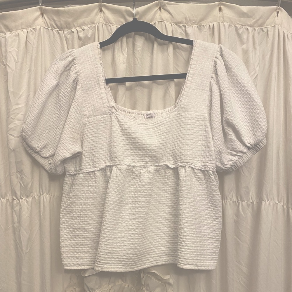 Lucca Couture | White Square Neck Babydoll Top
